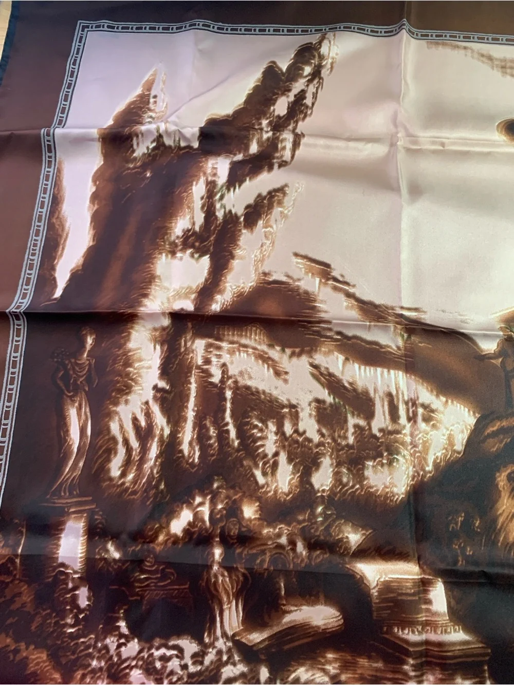 Prada Brown & Beige Silk Scarf with Subtle Motif
